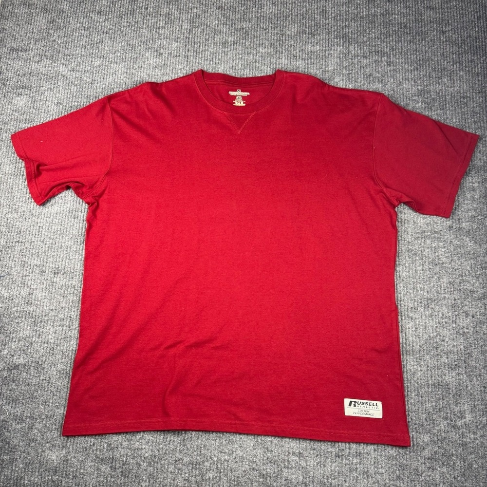 Russell Athletic‎ T Shirt Mens XXL 100% Cotton Performance Red Crewneck